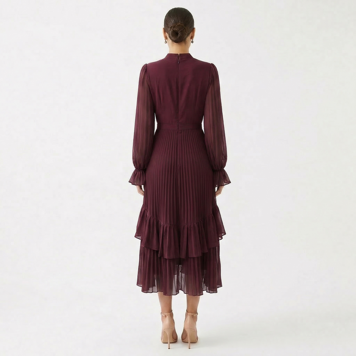 Melanie - Vestido con pliegues y mangas anchas