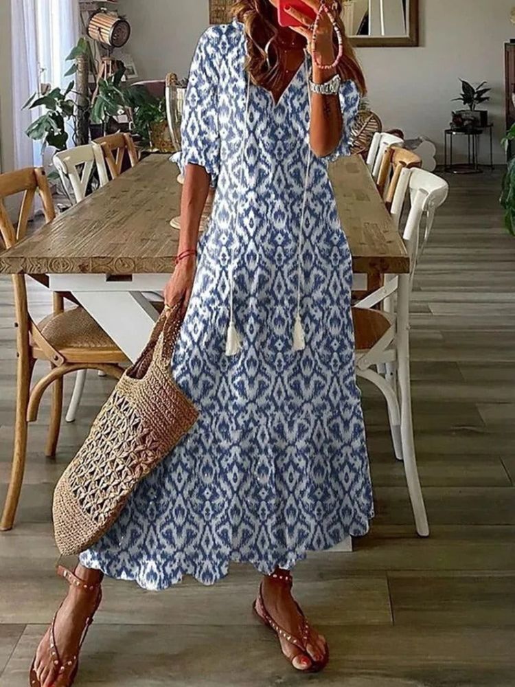 Kleoniki - Elegante vestido maxi de terciopelo con flores