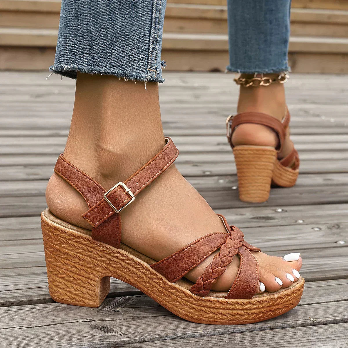 Kleoniki - Sandalias de verano con tacón