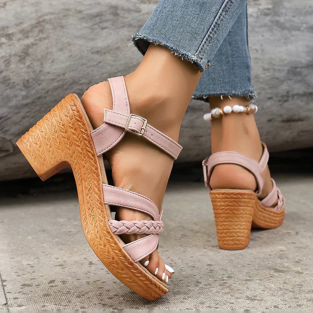 Kleoniki - Sandalias de verano con tacón