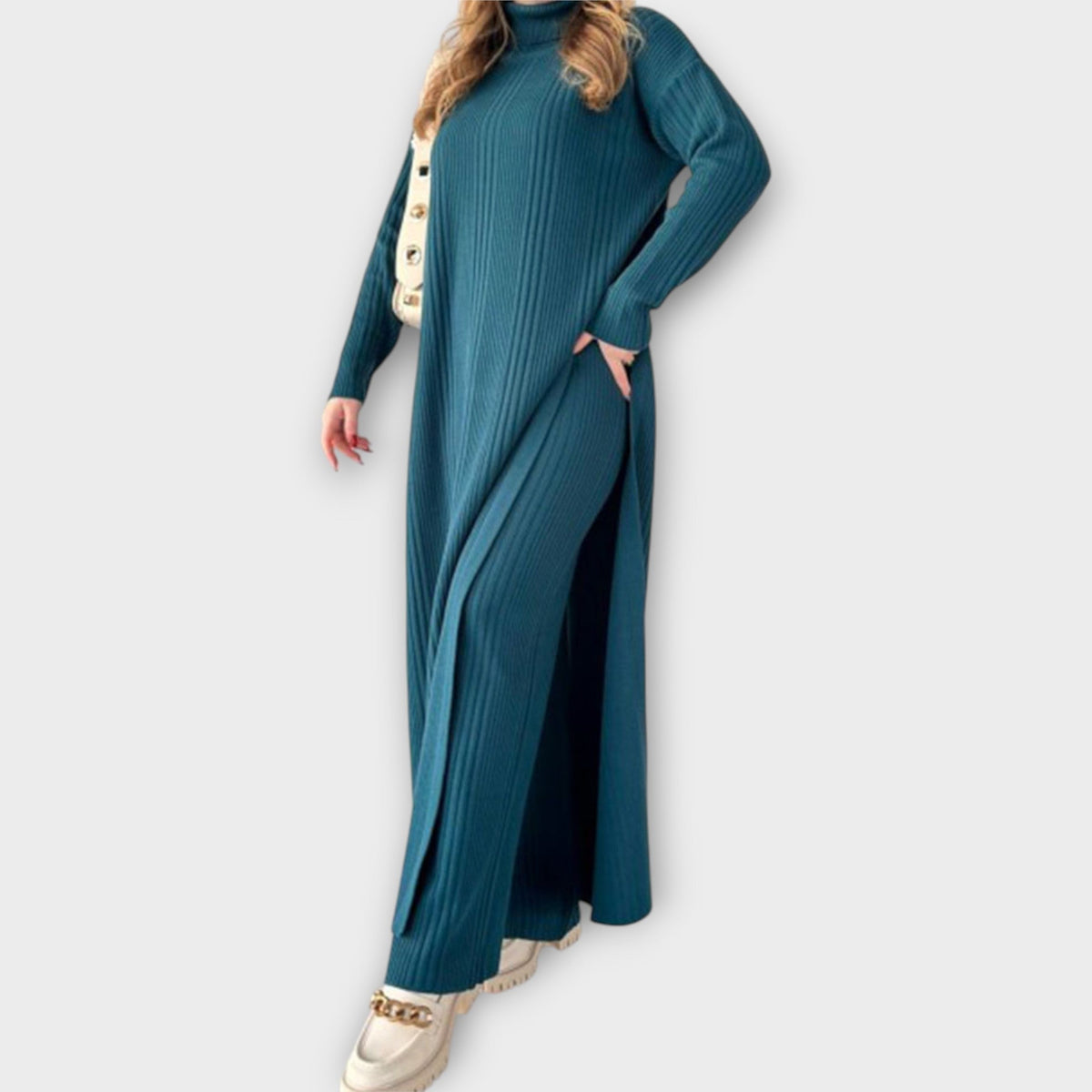 Vestido Largo de Punto con Corte Holgado